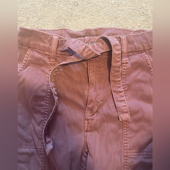 EUC American Eagle Outfitters AEO Tie Front Pink Jean Jeggings - Picture 11 of 12